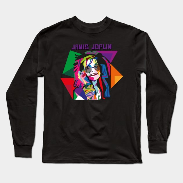 JANIS JOPLIN GEOMETRIC Long Sleeve T-Shirt by DISCO DISCO MX